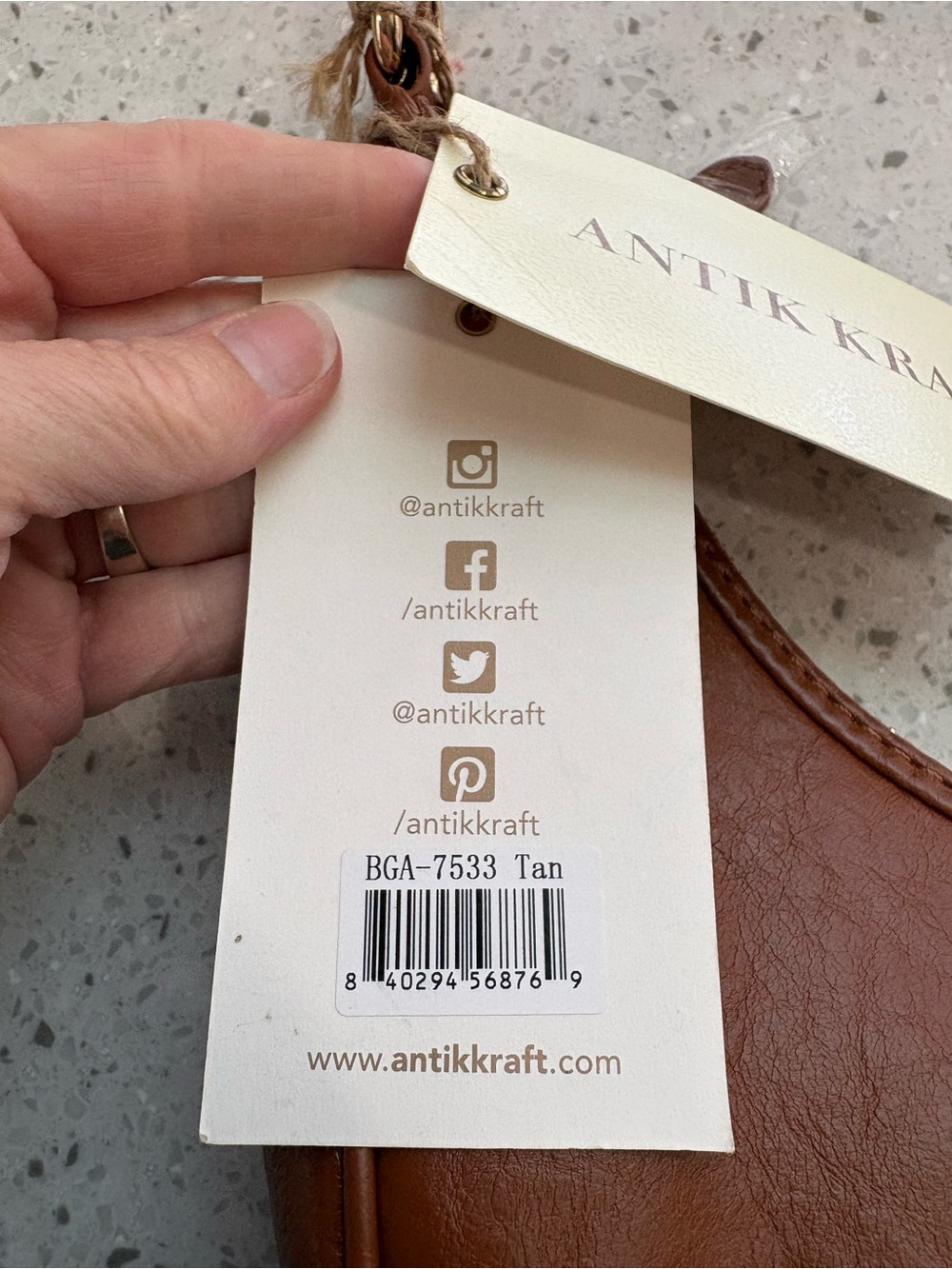 NWT Antik Kraft The Bellamy- Tan Crescent Shoulder Bag with Braided Handle - Picture 7 of 11
